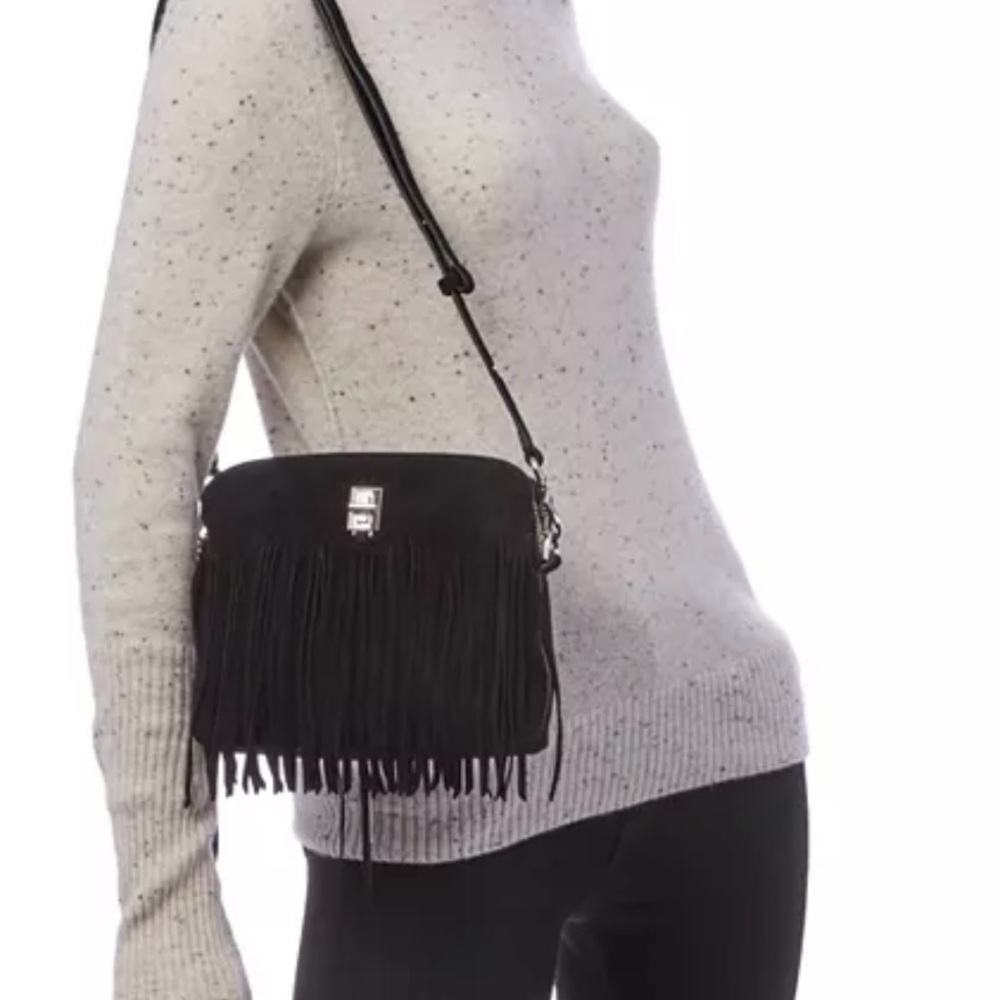 Rebecca Minkoff Darren Small Suede Black Fringe Crossbody NWOT